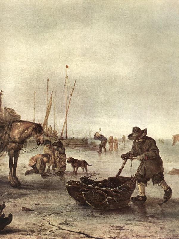 OSTADE, Isaack van Winter Landscape (detail) ag Norge oil painting art